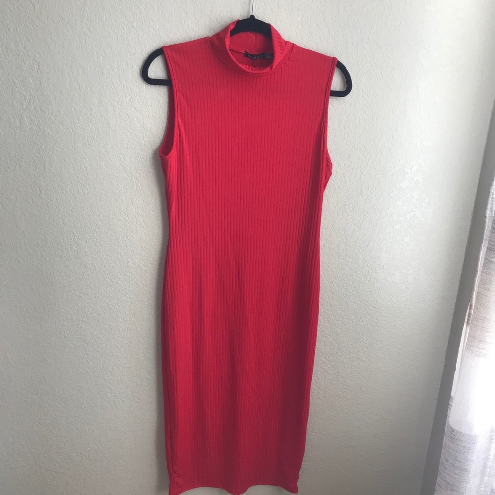Boohoo ribbed bodycon midi dress